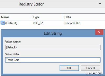 เปลี่ยนชื่อถังรีไซเคิลผ่าน Registry สำหรับผู้ใช้ทั้งหมดใน Windows 11/10 