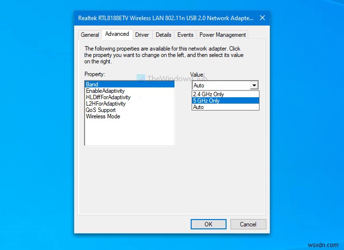 วิธีสลับระหว่างแบนด์ 2.4 GHz และ 5 GHz Wi-Fi ใน Windows 11/10 