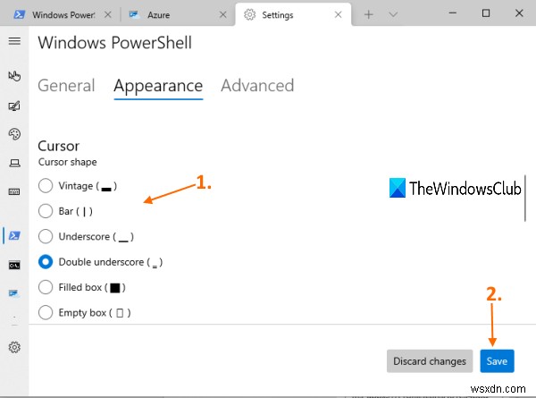 วิธีเปลี่ยนรูปร่างเคอร์เซอร์สำหรับโปรไฟล์ Windows Terminal 