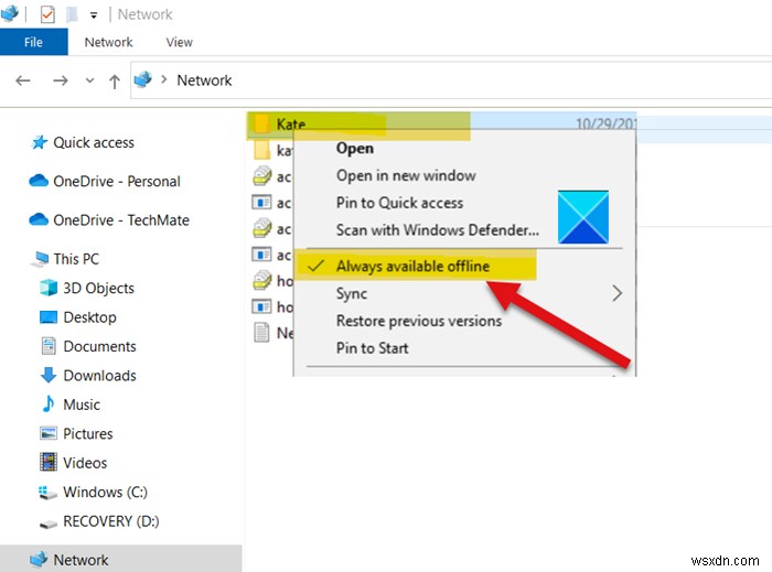 วิธีทำให้ไฟล์เครือข่ายพร้อมใช้งานแบบออฟไลน์เสมอใน Windows 11/10 