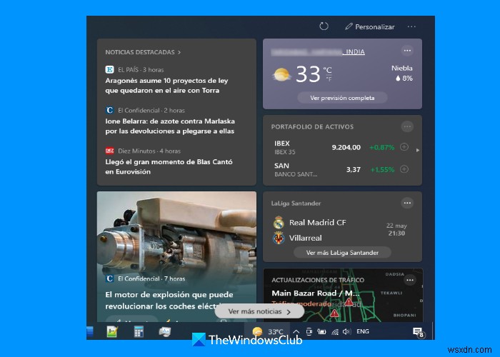 วิธีเปลี่ยนภาษาของฟีดข่าวและความสนใจบนแถบงานใน Windows 11/10 