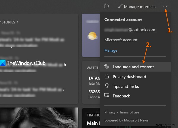 วิธีเปลี่ยนภาษาของฟีดข่าวและความสนใจบนแถบงานใน Windows 11/10 