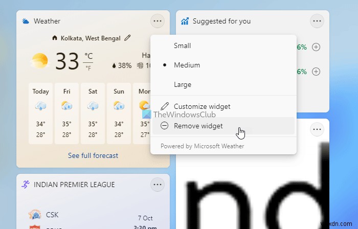 วิธีแสดงหรือซ่อนการ์ดข้อมูลในวิดเจ็ตข่าวสารและความสนใจใน Windows 11/10 