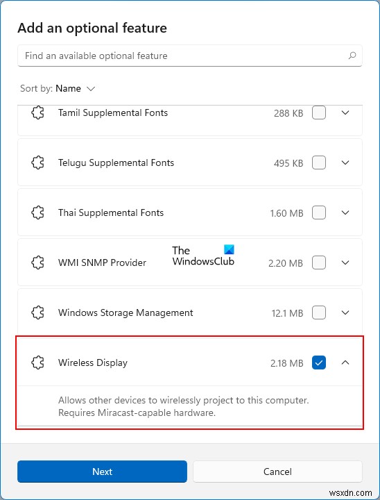 วิธีเพิ่มและลบคุณสมบัติ Wireless Display ใน Windows 11/10 