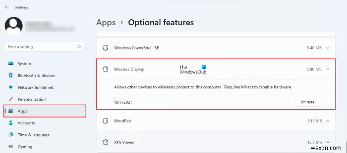 วิธีเพิ่มและลบคุณสมบัติ Wireless Display ใน Windows 11/10 