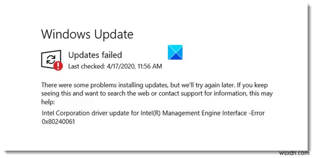 แก้ไขข้อผิดพลาด Windows Update 0x80240061 