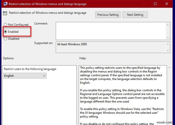 ป้องกันไม่ให้ผู้ใช้เปลี่ยนภาษาใน Windows 11/10 