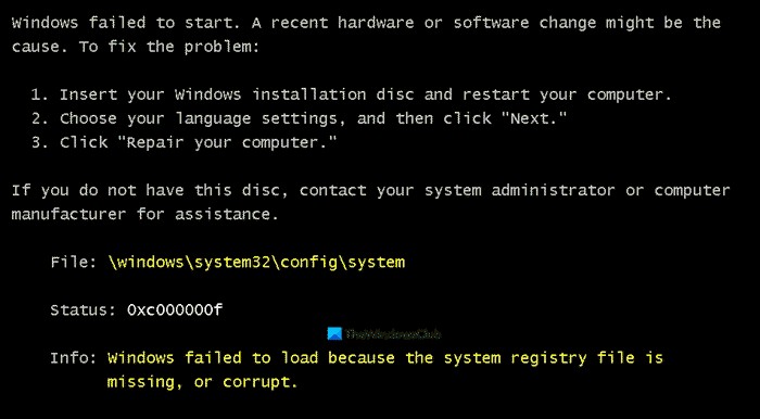 แก้ไข Windows\System32\config\SYSTEM หายหรือเสียหาย 