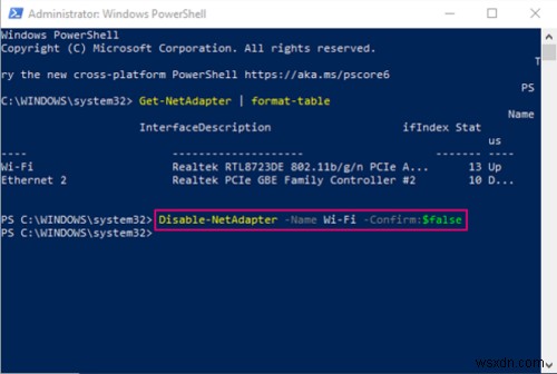 วิธีปิดการใช้งาน WiFi โดยใช้ CMD หรือ Powershell ใน Windows 10 