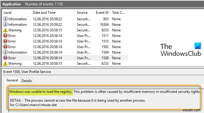 แก้ไข Windows ไม่สามารถโหลดข้อผิดพลาดของรีจิสทรีใน Windows 11/10 
