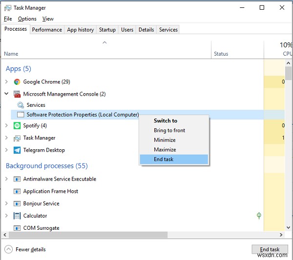 บริการแพลตฟอร์มการป้องกันซอฟต์แวร์ Sppsvc.exe ทำให้เกิดการใช้งาน CPU สูง 