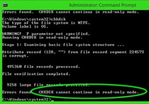 CHKDSK ไม่สามารถดำเนินการต่อในโหมดอ่านอย่างเดียวได้ 