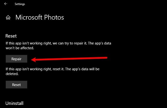 แอพรูปภาพหยุดทำงานโดยมีข้อผิดพลาดของระบบไฟล์ใน Windows 11/10 