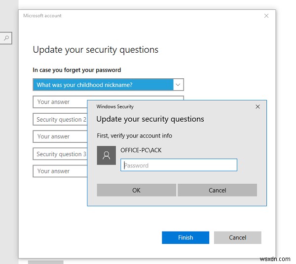 เพิ่มคำถามเพื่อความปลอดภัยเพื่อรีเซ็ตรหัสผ่าน Windows Local Account 