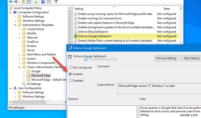 วิธีบังคับใช้ Google SafeSearch ใน Microsoft Edge ใน Windows 10 