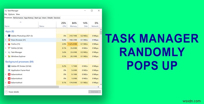 Task Manager taskeng.exe เปิดแบบสุ่มใน Windows 11/10 