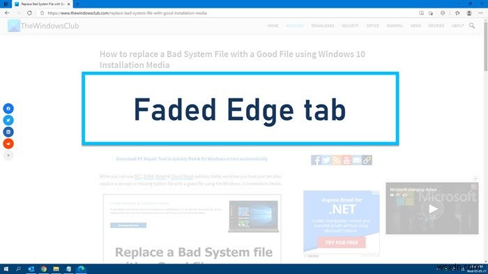 แท็บ Microsoft Edge จะจางลงใน Windows 10 