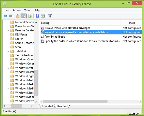 ป้องกันการติดตั้งโปรแกรมจากแหล่งสื่อแบบถอดได้ใน Windows 11/10 