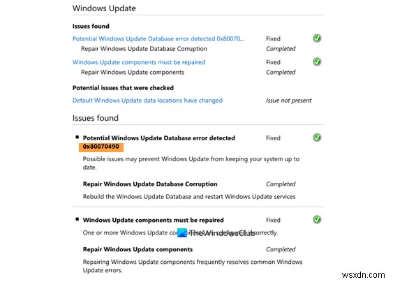 แก้ไขรหัสข้อผิดพลาดของ Windows Update 0x80070490 