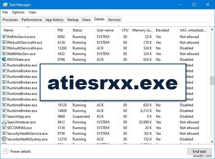 atiesrxx.exe ในตัวจัดการงานของ Windows 10 คืออะไร 