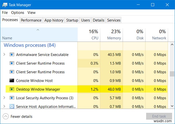 Desktop Window Manager dwm.exe ใช้ CPU, GPU หรือหน่วยความจำสูง 