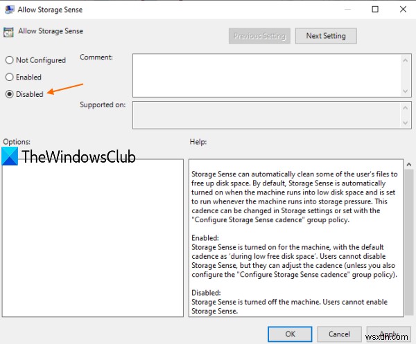 วิธีปิดการใช้งาน Storage Sense ใน Windows 11/10 