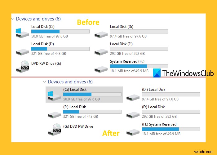 วิธีแสดงอักษรระบุไดรฟ์ก่อนชื่อไดรฟ์ใน Explorer ใน Windows 11/10 