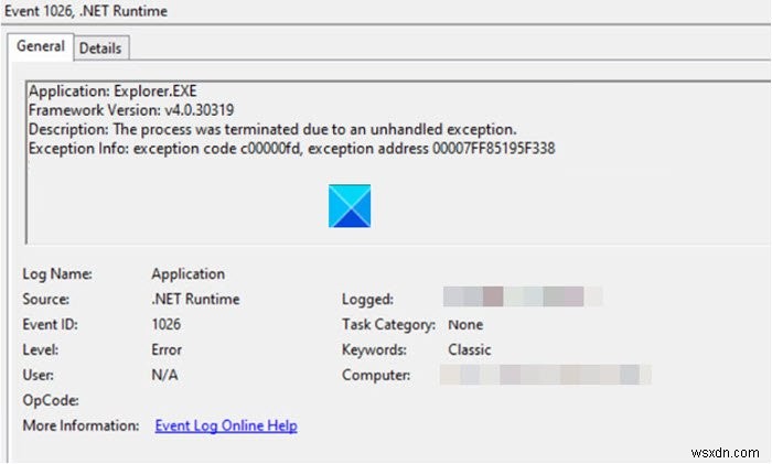 แก้ไข .NET Runtime Error 1026 รหัสข้อยกเว้น c00000fd บนระบบ Windows 10 