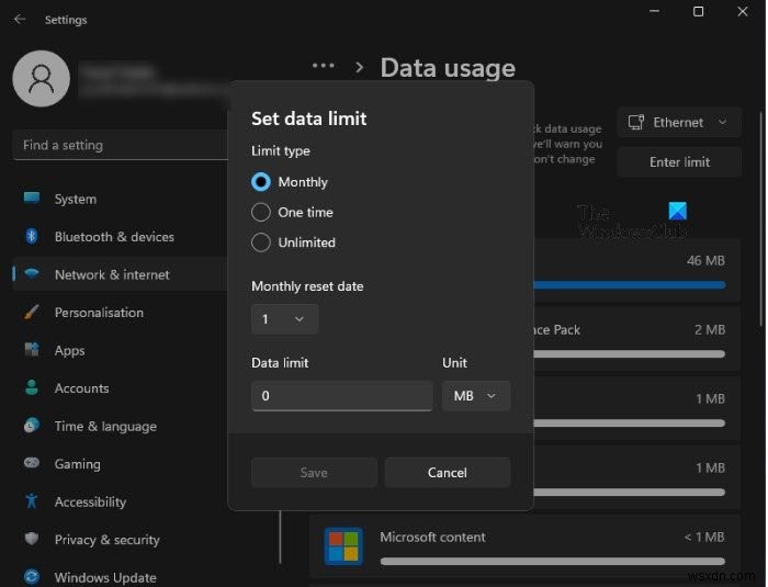 วิธีตั้งค่า Data Limit สำหรับ Wireless และ Ethernet Adapter บน Windows 11/10 