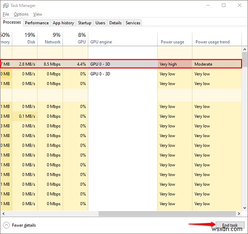 ค้นหา Power Hogs และแอพที่ใช้แบตเตอรี่สูงด้วย Task Manager ใน Windows 10 