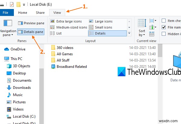 วิธีแสดงบานหน้าต่างรายละเอียดใน File Explorer ของ Windows 10 