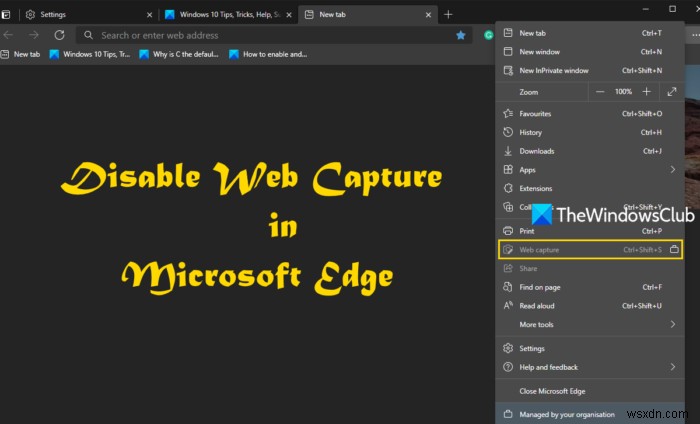 ปิดใช้งาน Web Capture ใน Microsoft Edge โดยใช้ Registry ใน Windows 10 