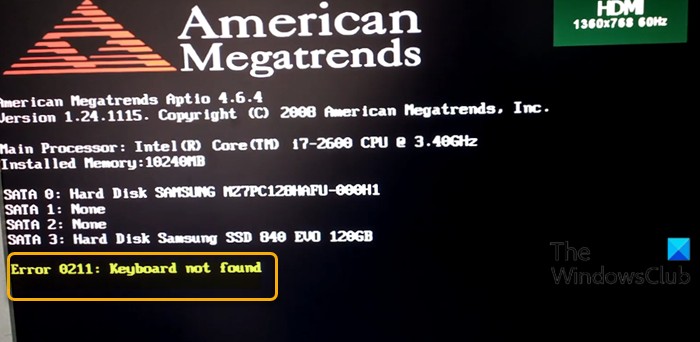 ข้อผิดพลาด 0211:ไม่พบแป้นพิมพ์ใน Windows 10 