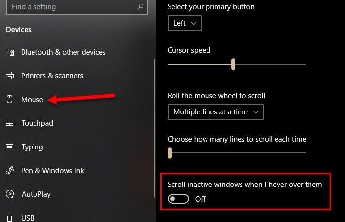 วิธีปิดการใช้งาน Inactive Scrolling ใน Windows 10 