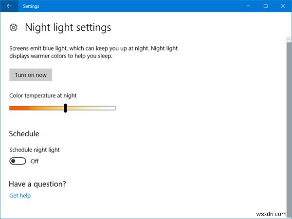 เปิดใช้งานการกรองแสงสีน้ำเงินหรือเปิดหรือปิดไฟกลางคืนใน Windows 11/10 