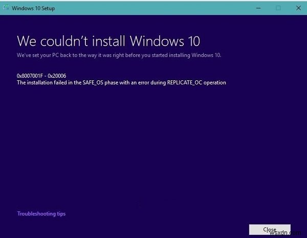 Windows Update ยังคงล้มเหลวโดยมีข้อผิดพลาด 0x8007001f – 0x20006 