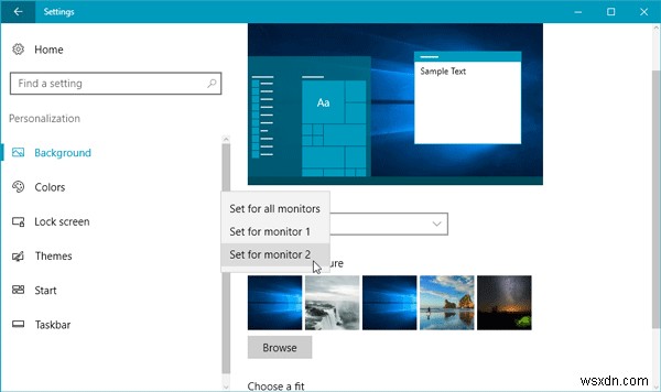 วิธีตั้งค่าวอลเปเปอร์ต่างๆ บนจอภาพคู่ใน Windows 11/10 