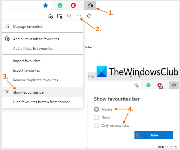 วิธีแสดงแถบรายการโปรดใน Microsoft Edge บน Windows 10 