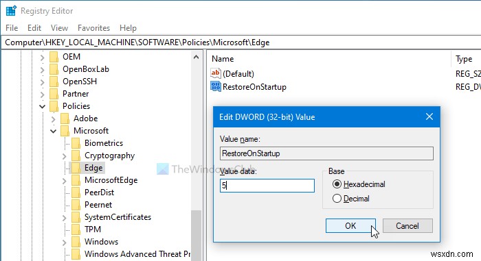 วิธีปิดการใช้งานการแจ้งเตือน Restore Pages ในเบราว์เซอร์ Edge 