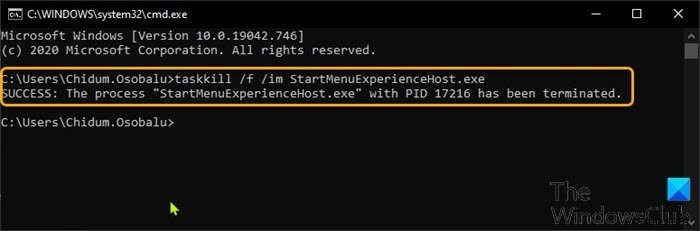 วิธีรีสตาร์ท StartMenuExperienceHost.exe โดยใช้ Command Prompt หรือ PowerShell บน Windows 10 