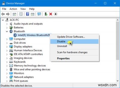 วิธีปิดหรือปิดใช้งาน Bluetooth ใน Windows 11/10 