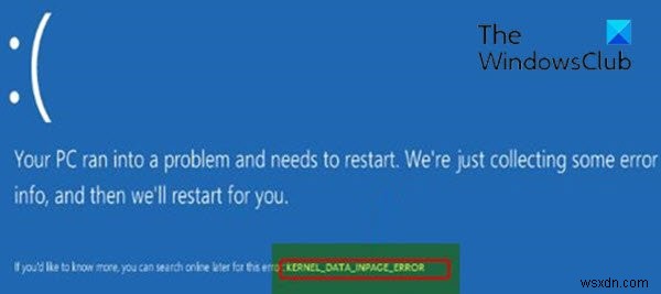 KERNEL_DATA_INPAGE_ERROR สำหรับไฟล์ win32kfull.sys, ntfs.sys, srv.sys ใน Windows 10 