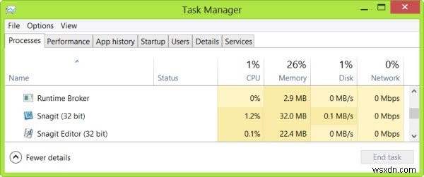 ข้อผิดพลาด RuntimeBroker.exe และ CPU สูง ปัญหาการใช้หน่วยความจำและดิสก์ 