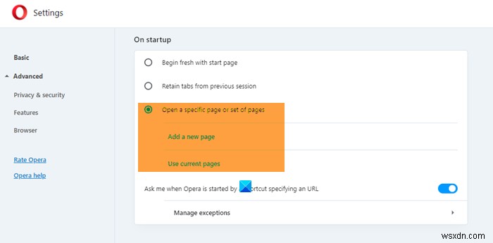 วิธีเปลี่ยนโฮมเพจใน Chrome, Firefox, Edge, Opera browsers 