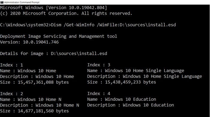 แยกเวอร์ชัน Windows เฉพาะจาก Windows 10 Multiple Edition ISO 