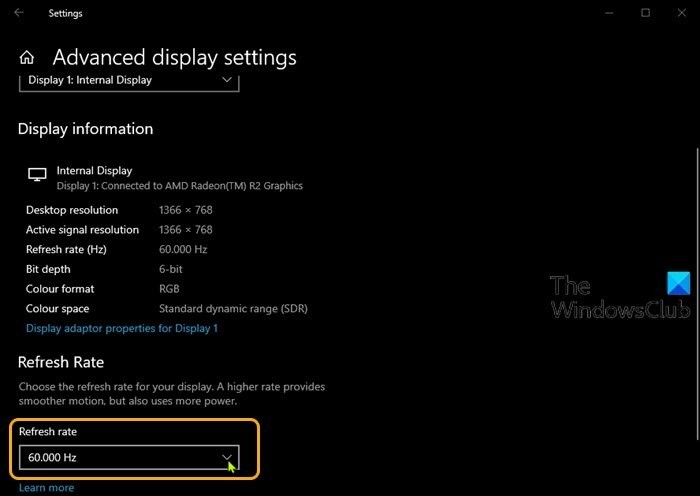 ตัวเลือก 144Hz ไม่แสดงในตัวเลือกการแสดงผลของ Windows 11/10 