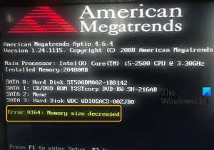 ข้อผิดพลาด 0164 ขนาดหน่วยความจำลดลง – ปัญหา RAM บนคอมพิวเตอร์ Windows 10 