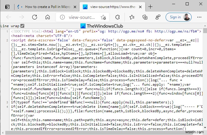 วิธีเปิดใช้งาน Line Wrap ใน Source View ใน Edge และ Chrome 