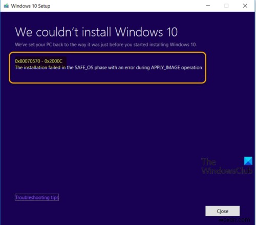 แก้ไขข้อผิดพลาดการติดตั้งการอัพเกรด Windows 0x80070570 – 0x2000C 