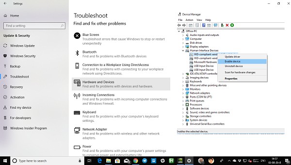 ไดรเวอร์หน้าจอสัมผัสที่รองรับ HID หายไป &ไม่มีอีกต่อไปใน Device Manager 